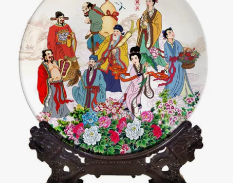 景德镇八仙过海摆件/瓷盘子装饰艺术家居客厅...