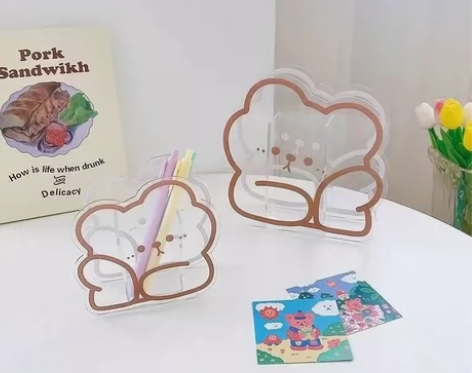 可爱创意笔筒办公室桌面艺术透明摆件亚克力儿...