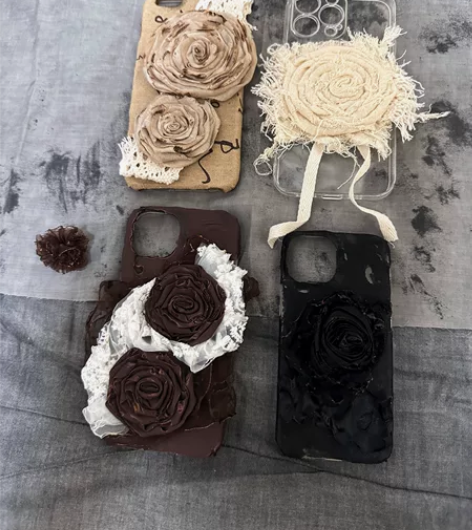 展红绫布艺手作原创废土风手机壳碎布清冷感绑...