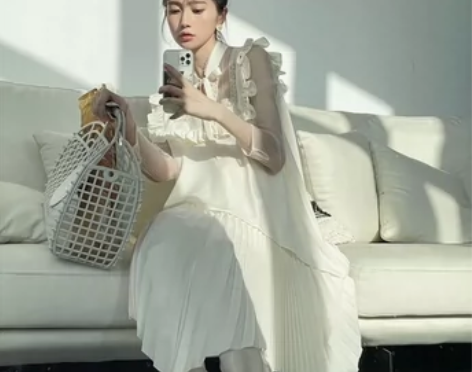 cunblvd常存 设计感小众木耳边蕾丝上...