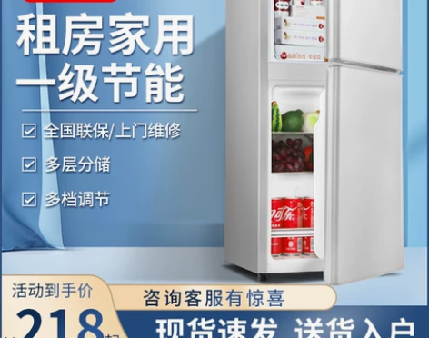 双开门节能冰箱小双门家用 宿舍租房用学生冷...