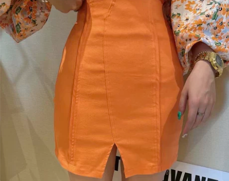 韩版百搭气质高腰不对称前开叉设计感半身裙一...