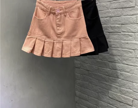 大码夏新款纯色牛仔半身裙女韩版百搭高腰显瘦...