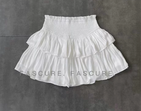 丁妮妮自制蛋糕裙白色蓬蓬裙高腰显瘦少女风短...