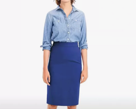 JCREW铅笔裙，颜色有酒红，墨绿，主图亮...