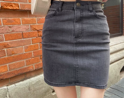 ?秋冬黑灰色高腰高弹包臀修身直筒显瘦牛仔半...