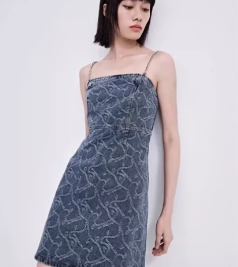 全新UR 辣妹风牛仔提花连衣裙M码 很特别...