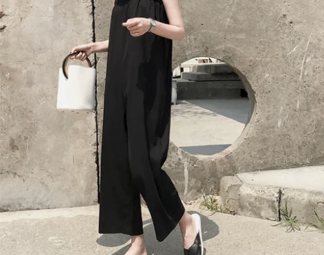 EKOOL自制款背带露肩宽松连体裤夏季休闲...