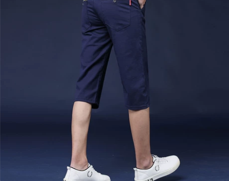 夏季薄款中裤男休闲短裤韩版弹力修身五分潮流...